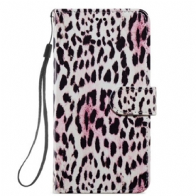 Folio-hoesje voor Samsung Galaxy A54 5G Met Ketting Strappy Leopard-stijl