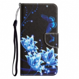 Folio-hoesje voor Samsung Galaxy A54 5G Met Ketting Vlinders 's Nachts Strappy