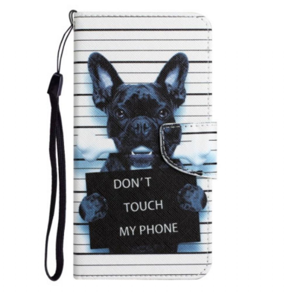 Leren Hoesje voor Samsung Galaxy A54 5G Met Ketting Hond Raakt Niet Aan Met Lanyard