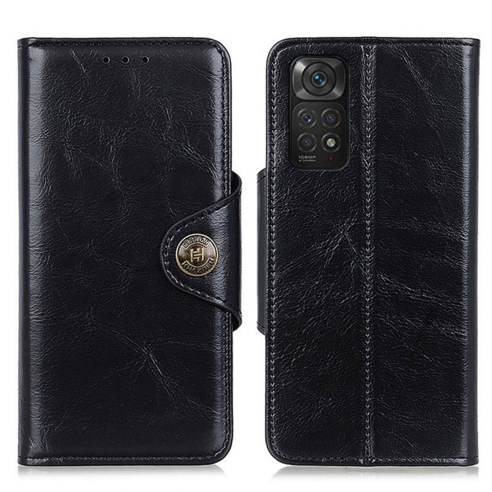 Folio-hoesje voor Xiaomi Redmi Note 11 / 11S Glanzend Kunstleer Knop