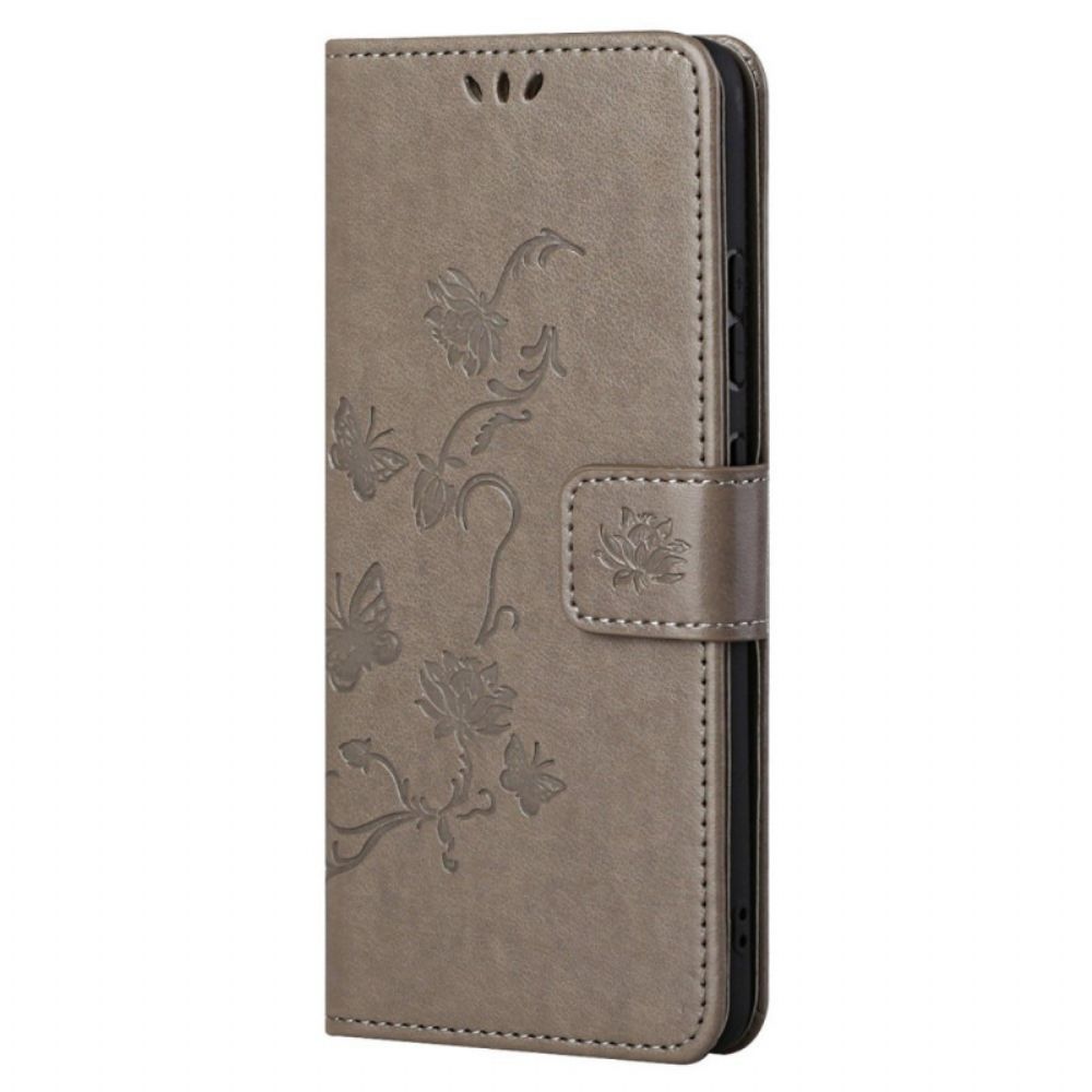 Folio-hoesje voor Xiaomi Redmi Note 11 / 11S Met Ketting Thong Bloemen