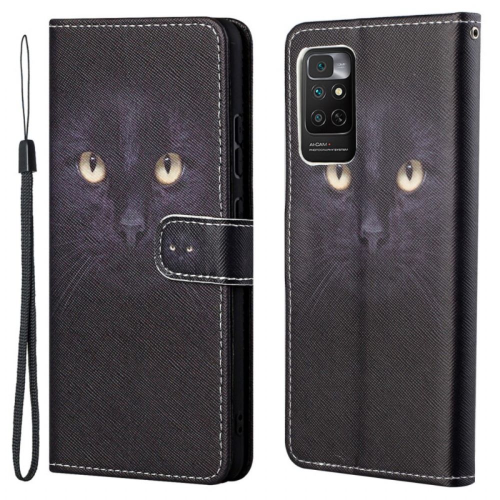 Folio-hoesje voor Xiaomi Redmi Note 11 / 11S Met Ketting Zwarte Kattenogen Met Riem