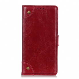 Folio-hoesje voor Xiaomi Redmi Note 11 / 11S Vintage Klinknagels Nappaleer Stijl