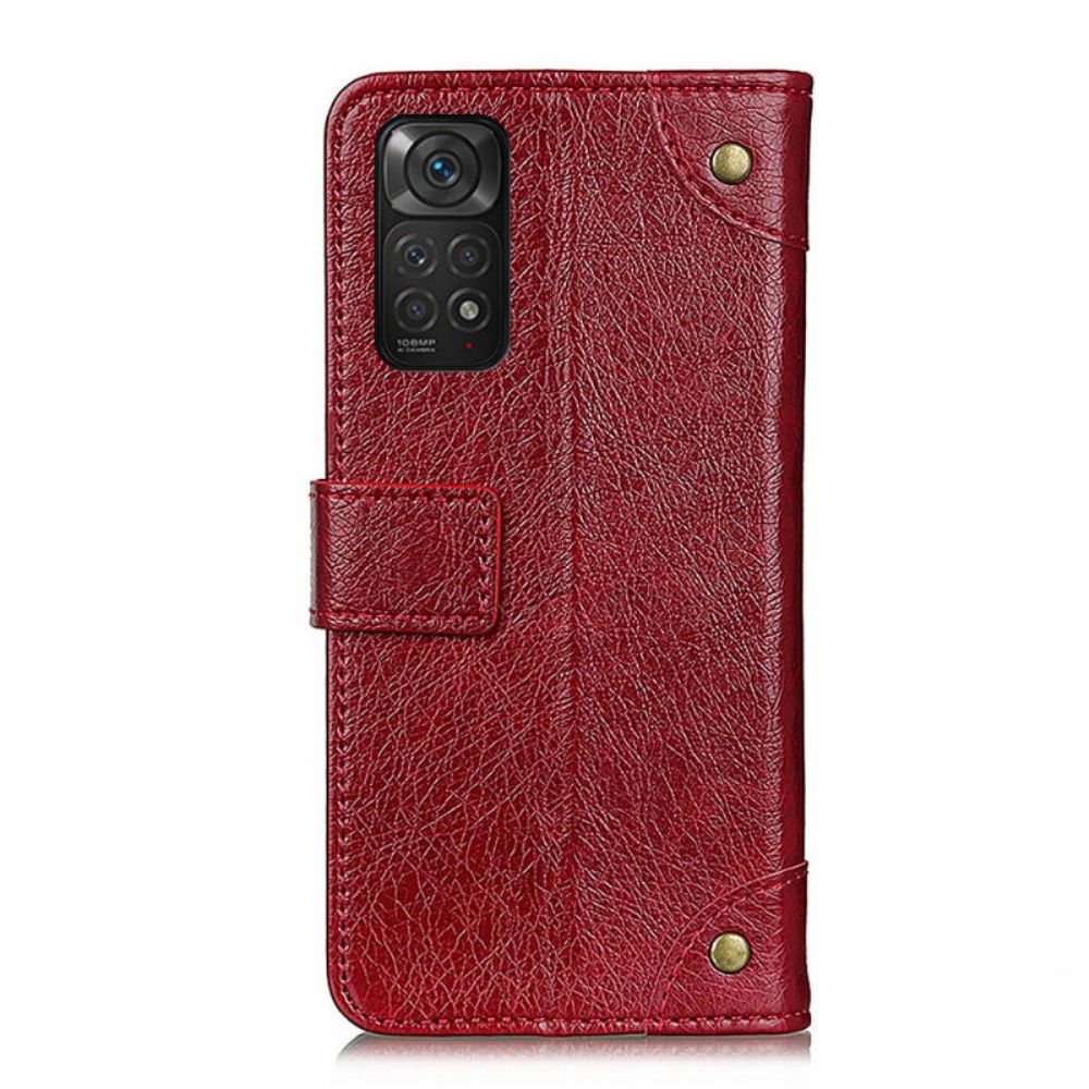 Folio-hoesje voor Xiaomi Redmi Note 11 / 11S Vintage Klinknagels Nappaleer Stijl