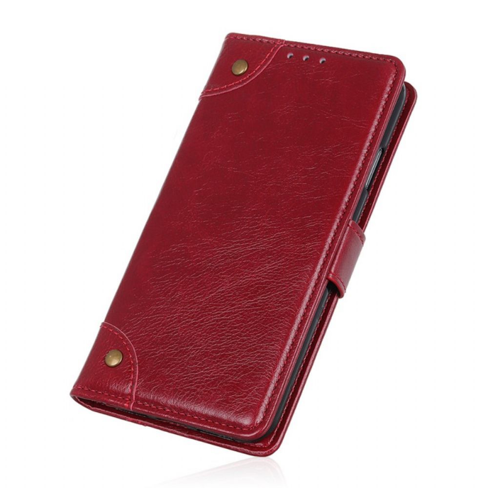 Folio-hoesje voor Xiaomi Redmi Note 11 / 11S Vintage Klinknagels Nappaleer Stijl