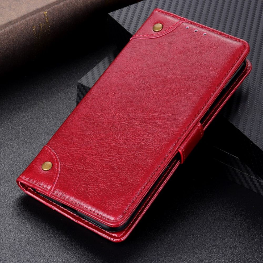 Folio-hoesje voor Xiaomi Redmi Note 11 / 11S Vintage Klinknagels Nappaleer Stijl