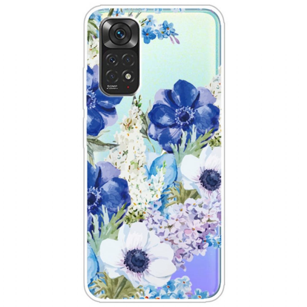 Hoesje voor Xiaomi Redmi Note 11 / 11S Aquarel Blauwe Bloemen Naadloos