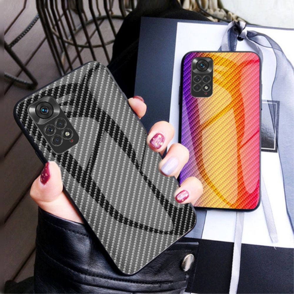 Hoesje voor Xiaomi Redmi Note 11 / 11S Gehard Glas Van Koolstofvezel