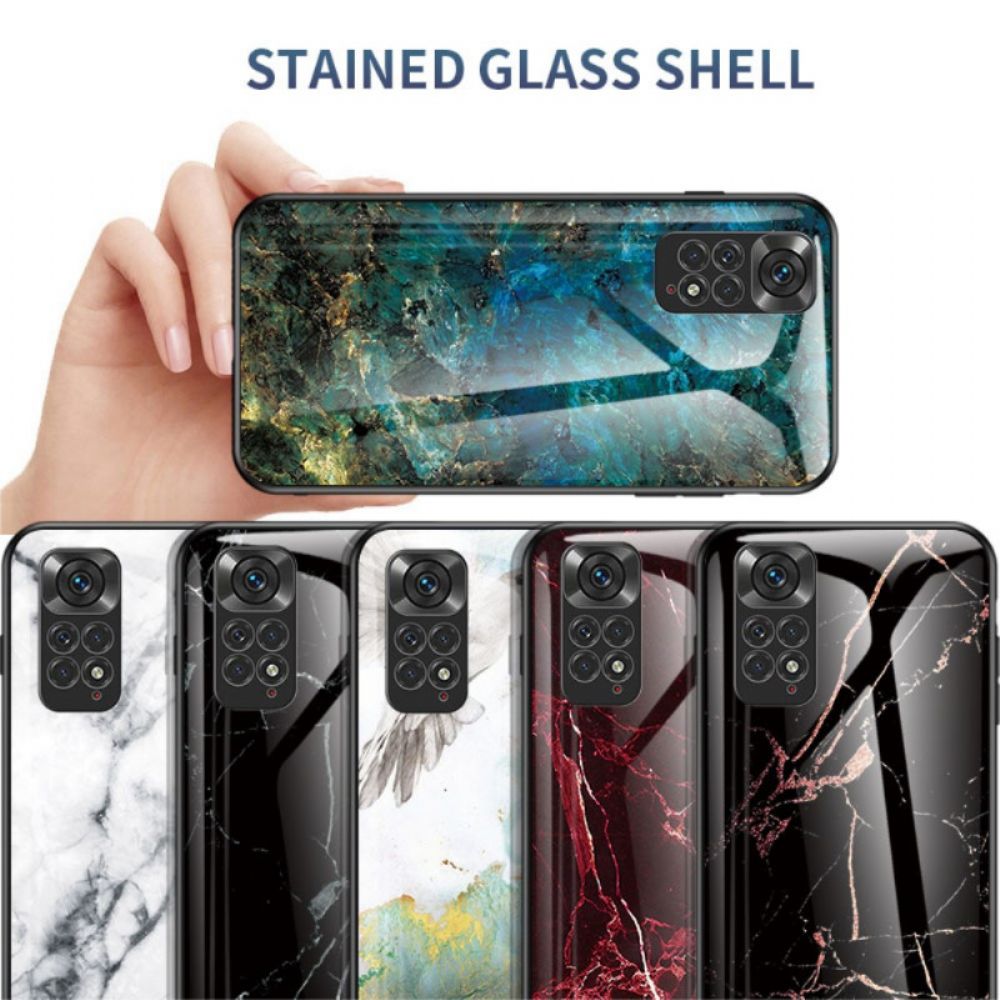 Hoesje voor Xiaomi Redmi Note 11 / 11S Marmer Kleuren Gehard Glas