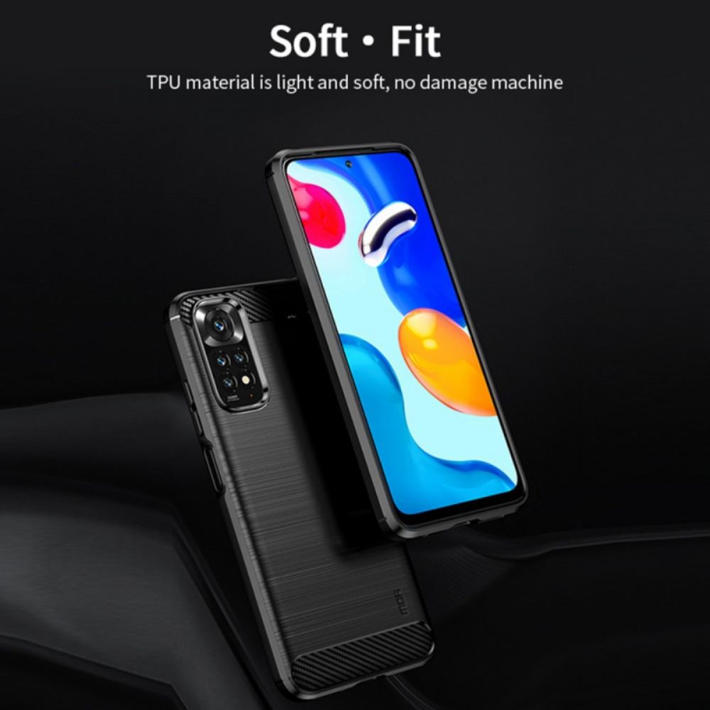 Hoesje voor Xiaomi Redmi Note 11 / 11S Mofi Geborstelde Koolstofvezel