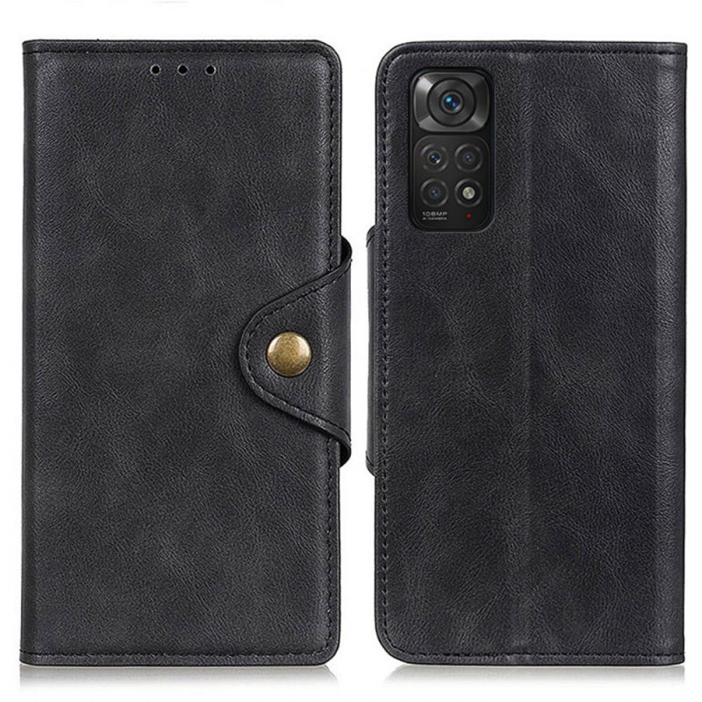 Leren Hoesje voor Xiaomi Redmi Note 11 / 11S Knoop Van Kunstleer