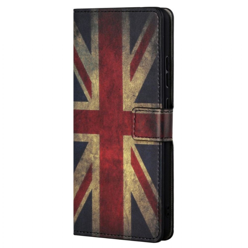 Leren Hoesje voor Xiaomi Redmi Note 11 / 11S Met Ketting Engeland Vlag Met Lanyard