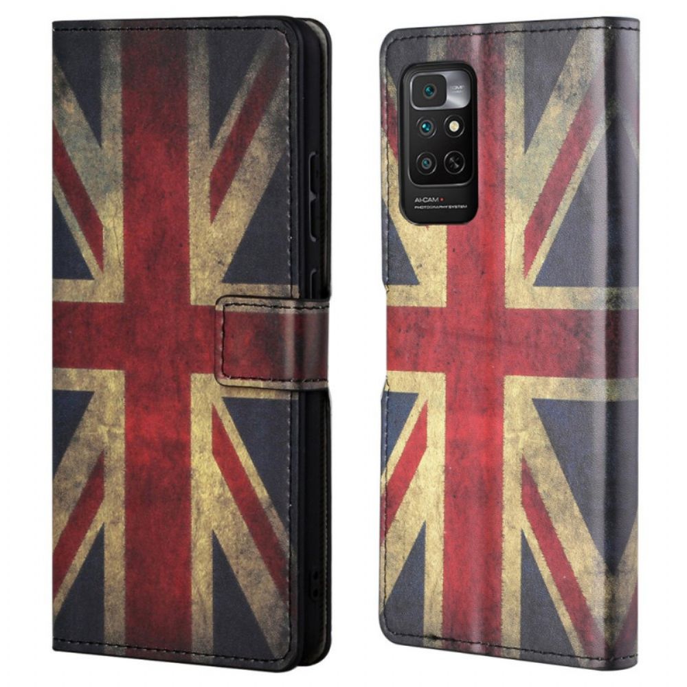 Leren Hoesje voor Xiaomi Redmi Note 11 / 11S Met Ketting Engeland Vlag Met Lanyard