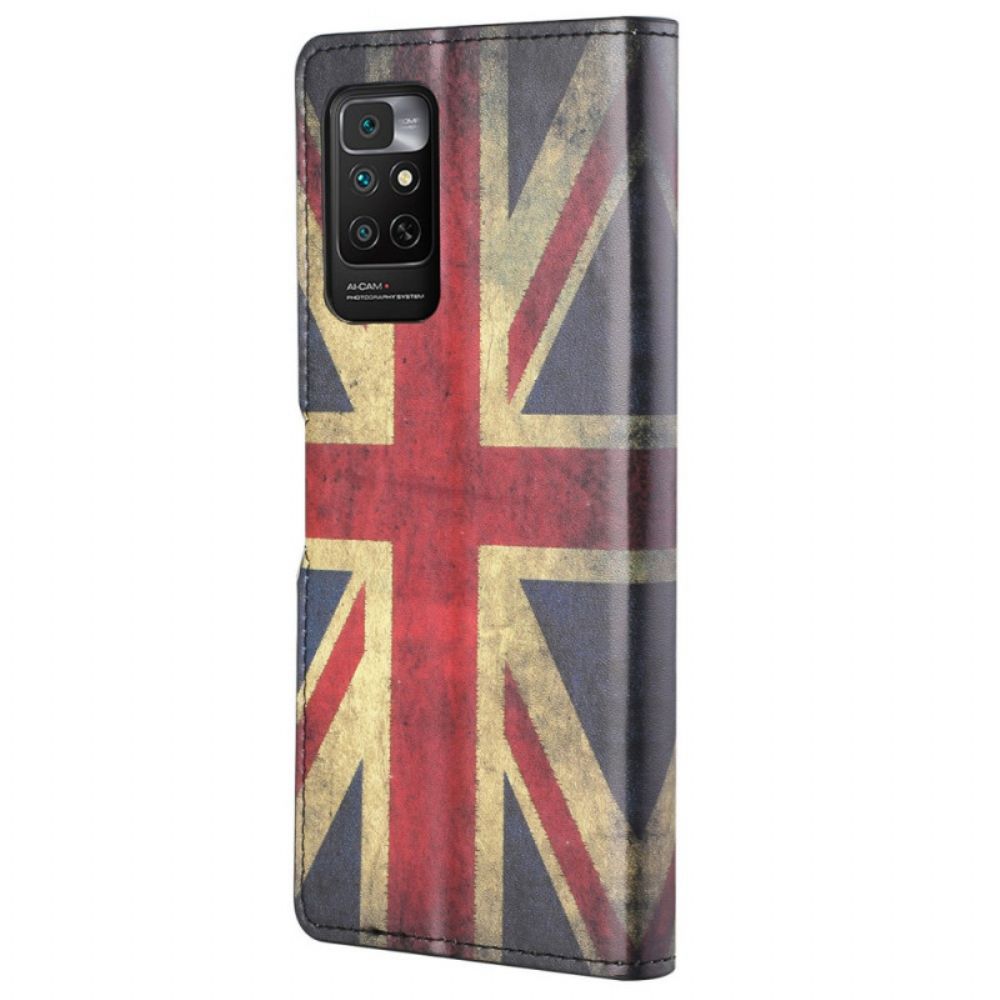 Leren Hoesje voor Xiaomi Redmi Note 11 / 11S Met Ketting Engeland Vlag Met Lanyard