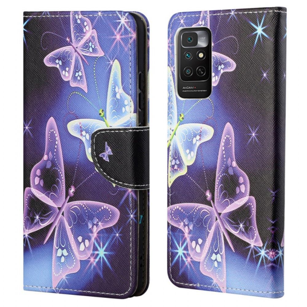 Leren Hoesje voor Xiaomi Redmi Note 11 / 11S Neonvlinders