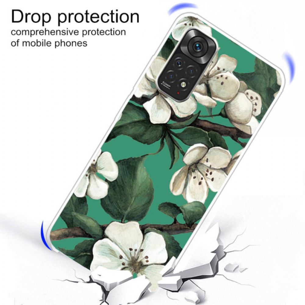 Telefoonhoesje voor Xiaomi Redmi Note 11 / 11S Geschilderde Witte Bloemen