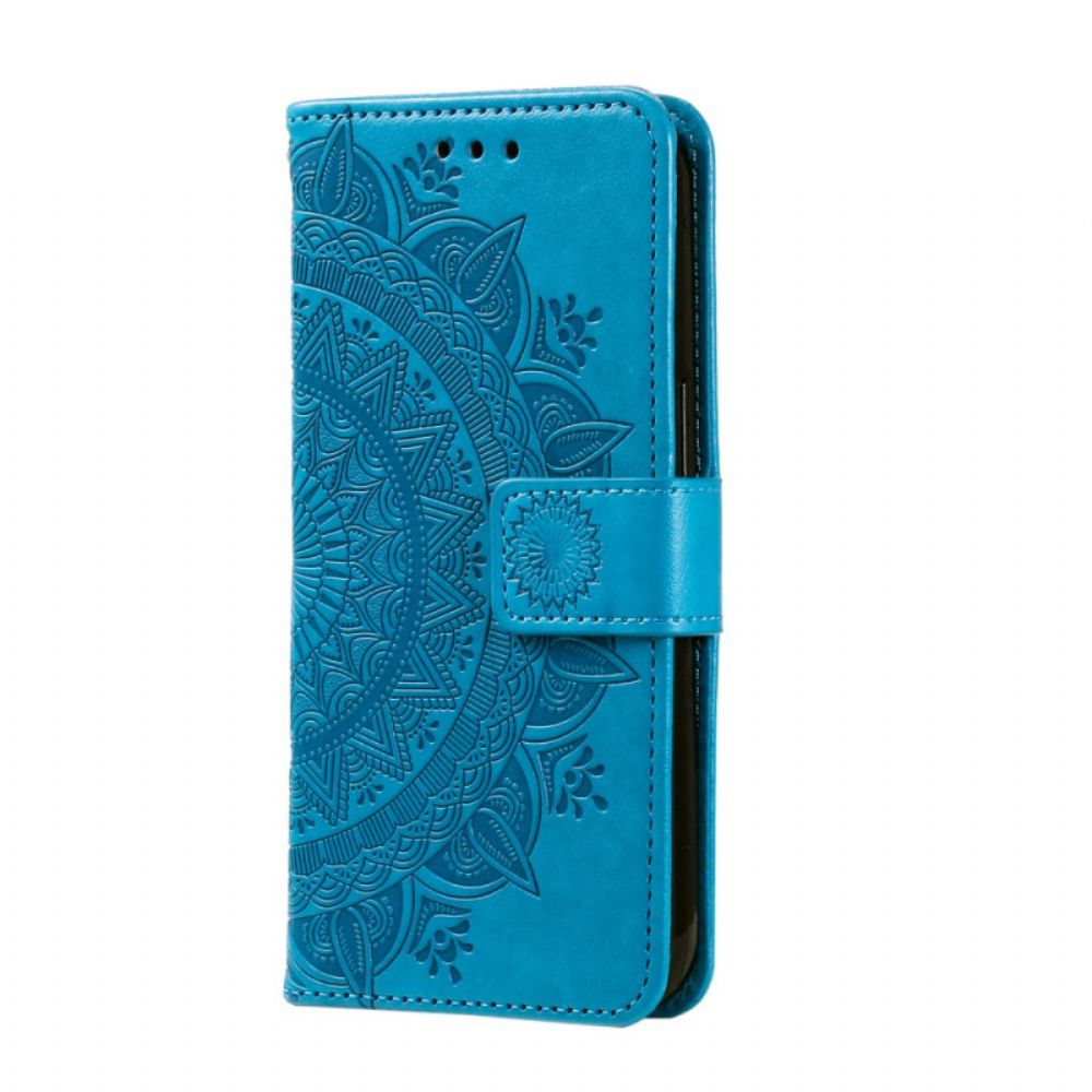 Flip Case Leren Oneplus 12 5g Bloemenmandala Met Koord