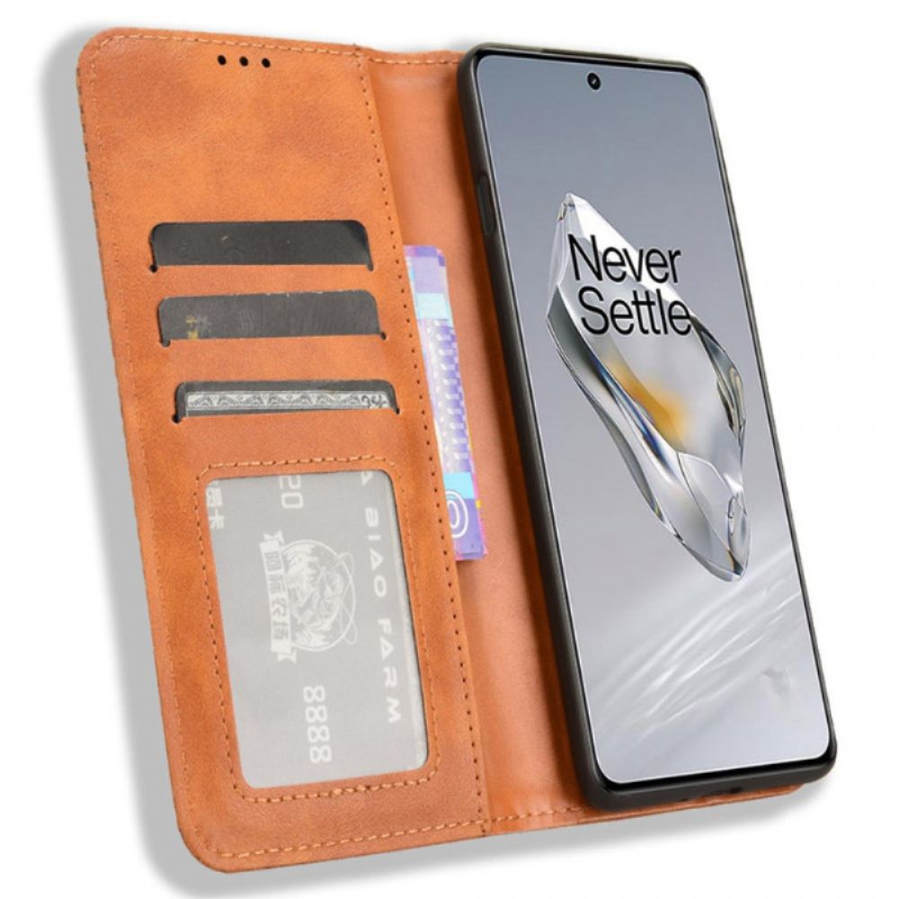 Folio-hoesje Oneplus 12 5g Telefoonhoesje Retrotextuur