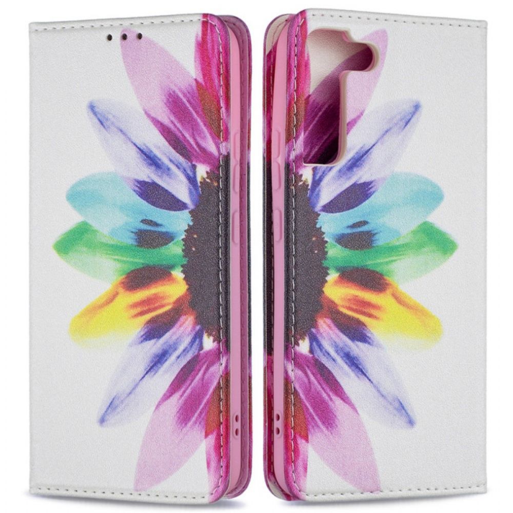 Bescherming Hoesje voor Samsung Galaxy S22 Plus 5G Folio-hoesje Aquarel Bloem