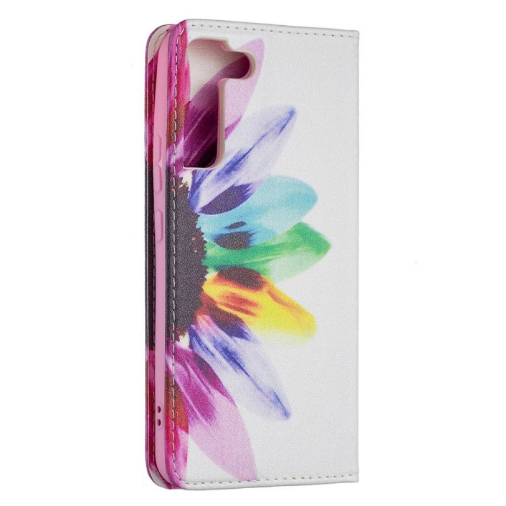 Bescherming Hoesje voor Samsung Galaxy S22 Plus 5G Folio-hoesje Aquarel Bloem