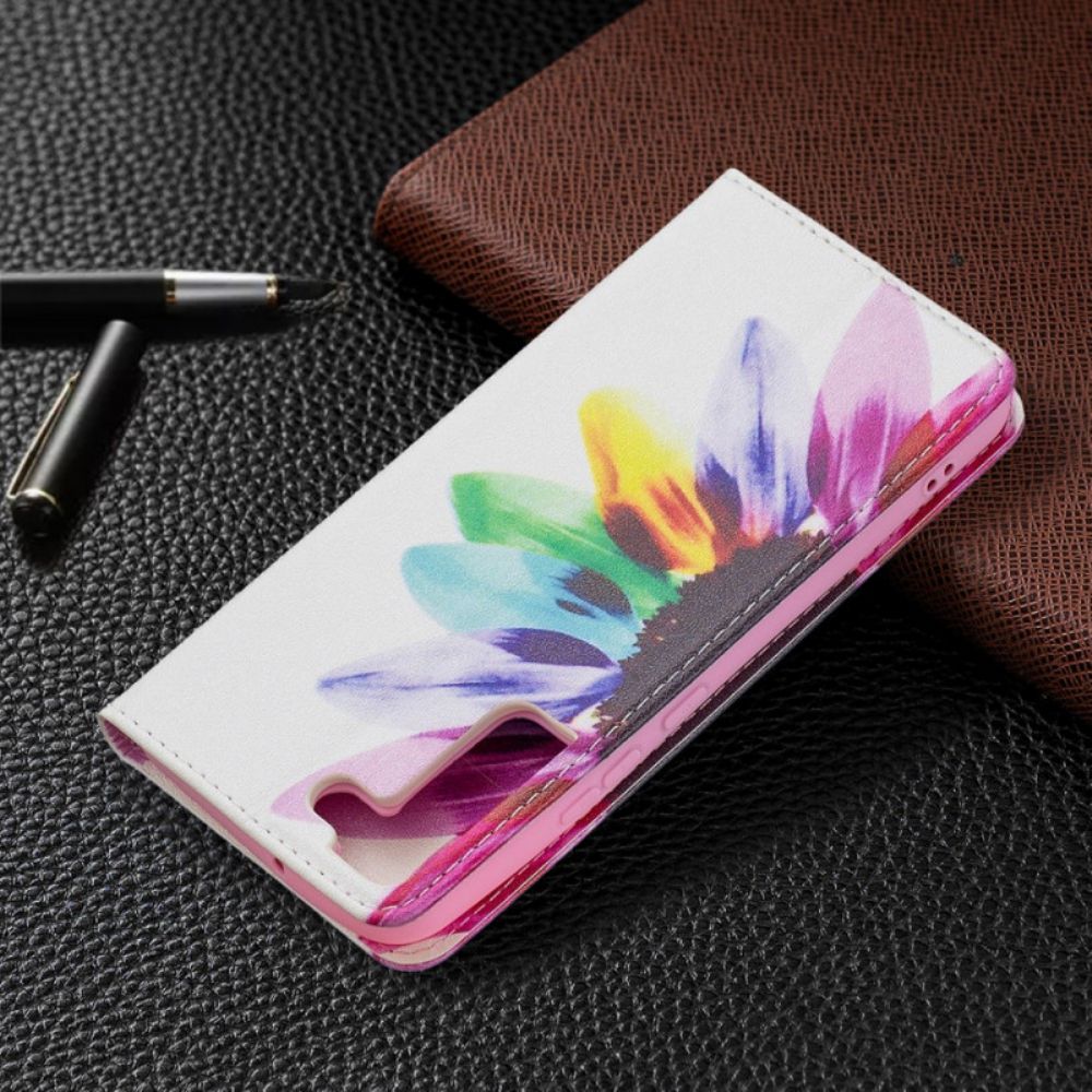 Bescherming Hoesje voor Samsung Galaxy S22 Plus 5G Folio-hoesje Aquarel Bloem