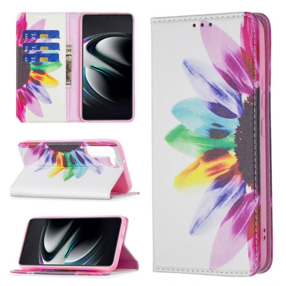 Bescherming Hoesje voor Samsung Galaxy S22 Plus 5G Folio-hoesje Aquarel Bloem