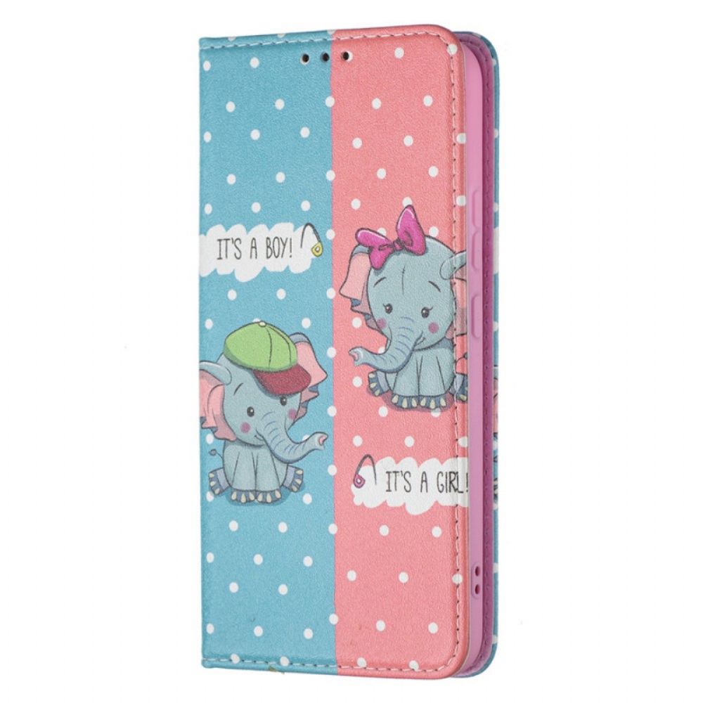 Bescherming Hoesje voor Samsung Galaxy S22 Plus 5G Folio-hoesje Baby Olifanten