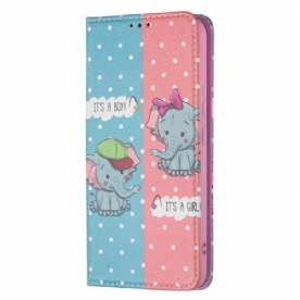 Bescherming Hoesje voor Samsung Galaxy S22 Plus 5G Folio-hoesje Baby Olifanten