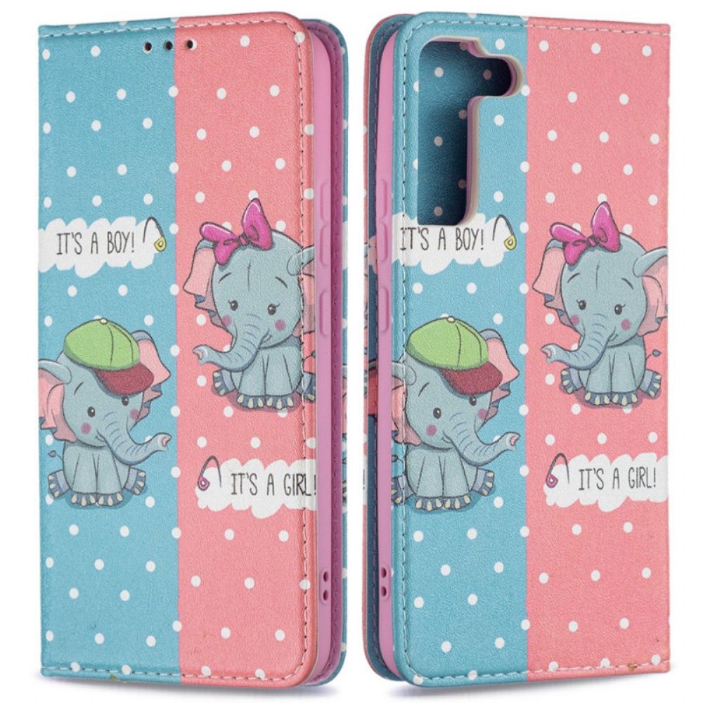 Bescherming Hoesje voor Samsung Galaxy S22 Plus 5G Folio-hoesje Baby Olifanten