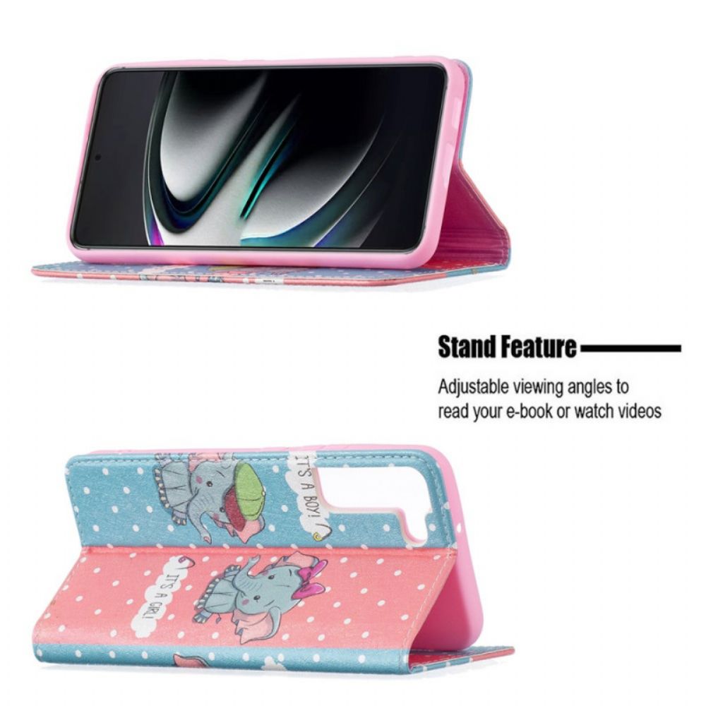 Bescherming Hoesje voor Samsung Galaxy S22 Plus 5G Folio-hoesje Baby Olifanten