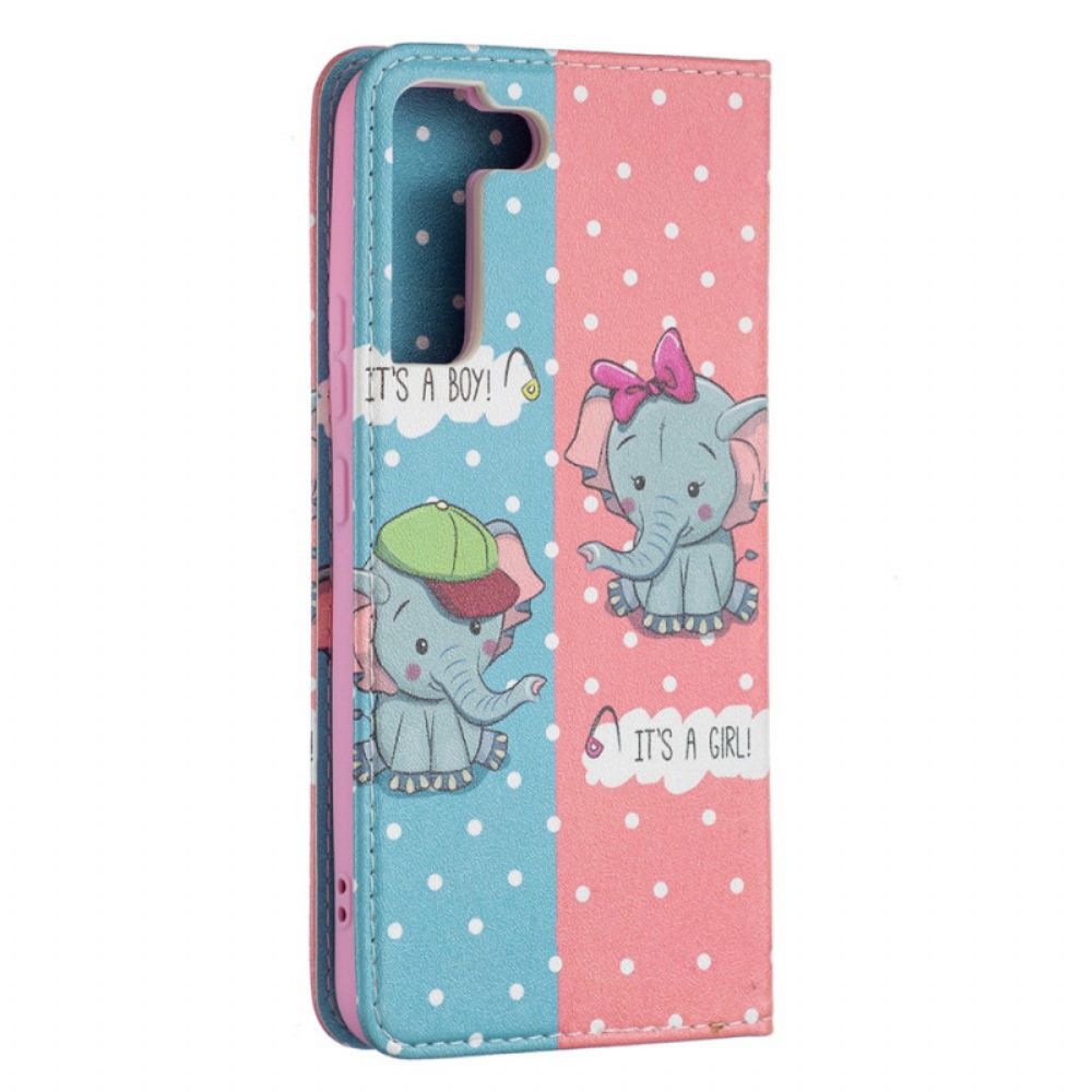 Bescherming Hoesje voor Samsung Galaxy S22 Plus 5G Folio-hoesje Baby Olifanten