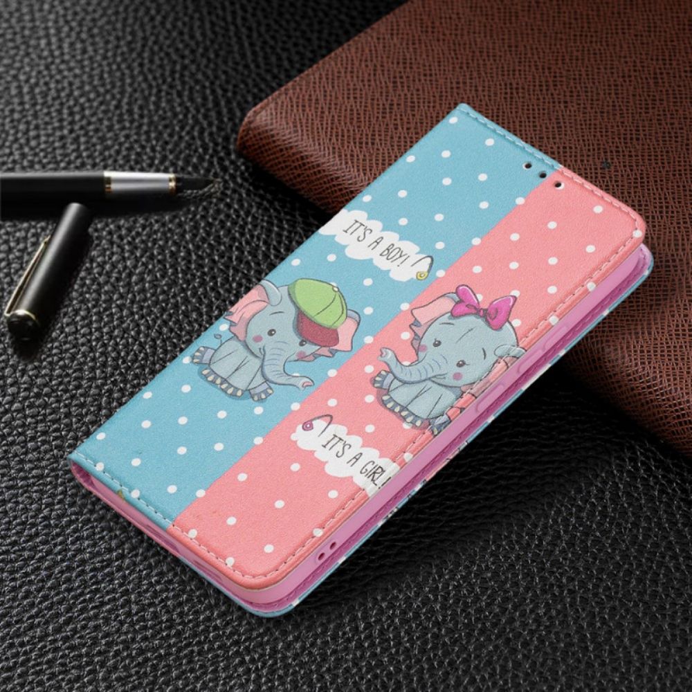 Bescherming Hoesje voor Samsung Galaxy S22 Plus 5G Folio-hoesje Baby Olifanten