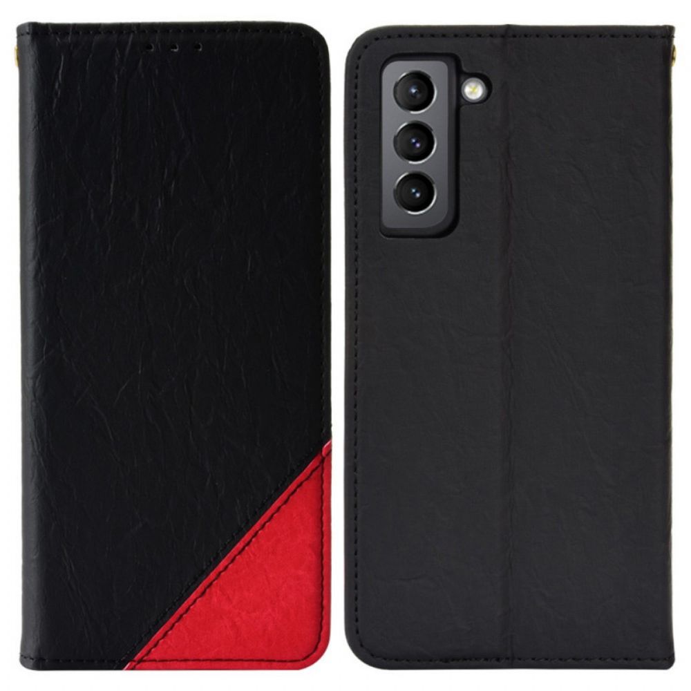 Bescherming Hoesje voor Samsung Galaxy S22 Plus 5G Folio-hoesje Geschuind Tweekleurig Kunstleer