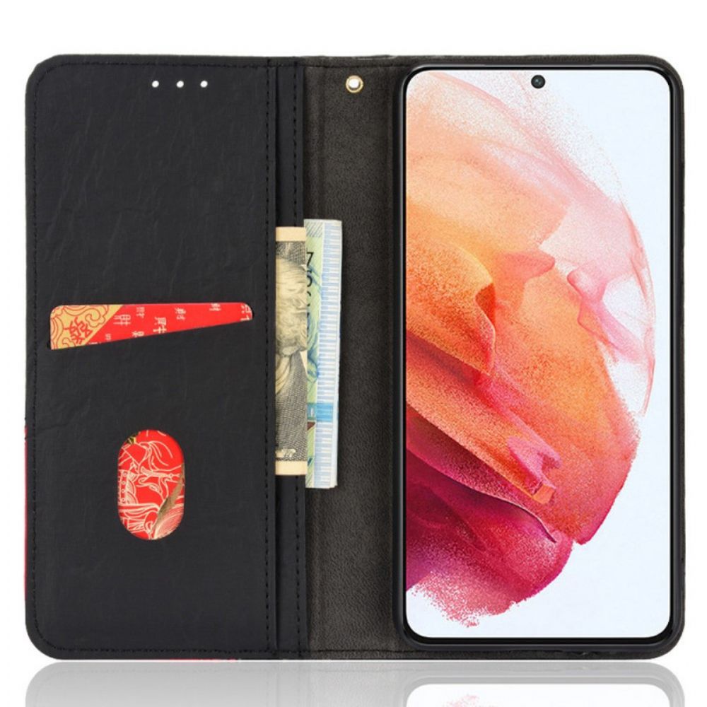 Bescherming Hoesje voor Samsung Galaxy S22 Plus 5G Folio-hoesje Geschuind Tweekleurig Kunstleer