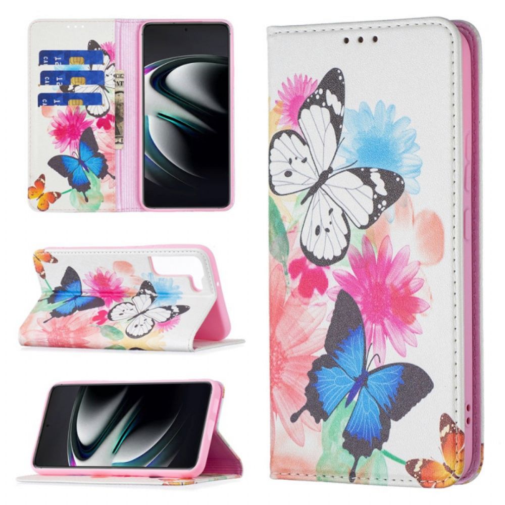 Bescherming Hoesje voor Samsung Galaxy S22 Plus 5G Folio-hoesje Kleurrijke Vlinders