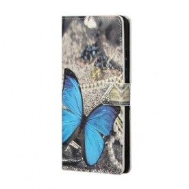 Flip Case voor Samsung Galaxy S22 Plus 5G Blauwe Prestige Vlinder