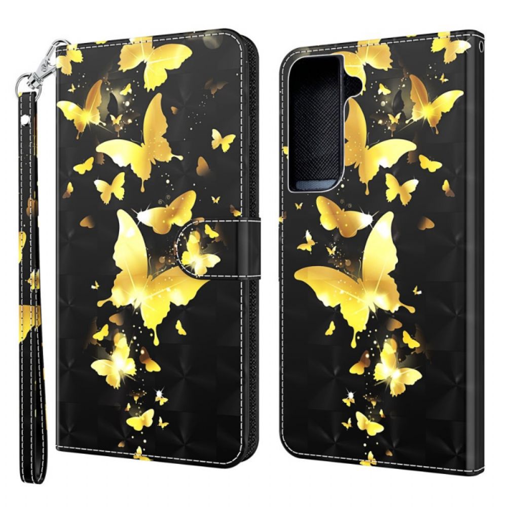 Flip Case voor Samsung Galaxy S22 Plus 5G Gele Vlinders