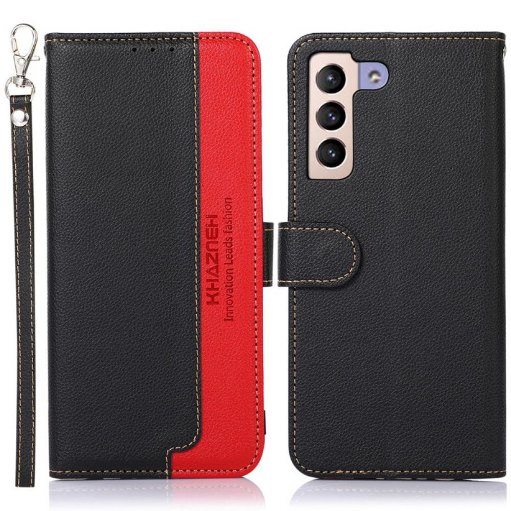 Flip Case voor Samsung Galaxy S22 Plus 5G Liche-stijl Rfid Khazneh