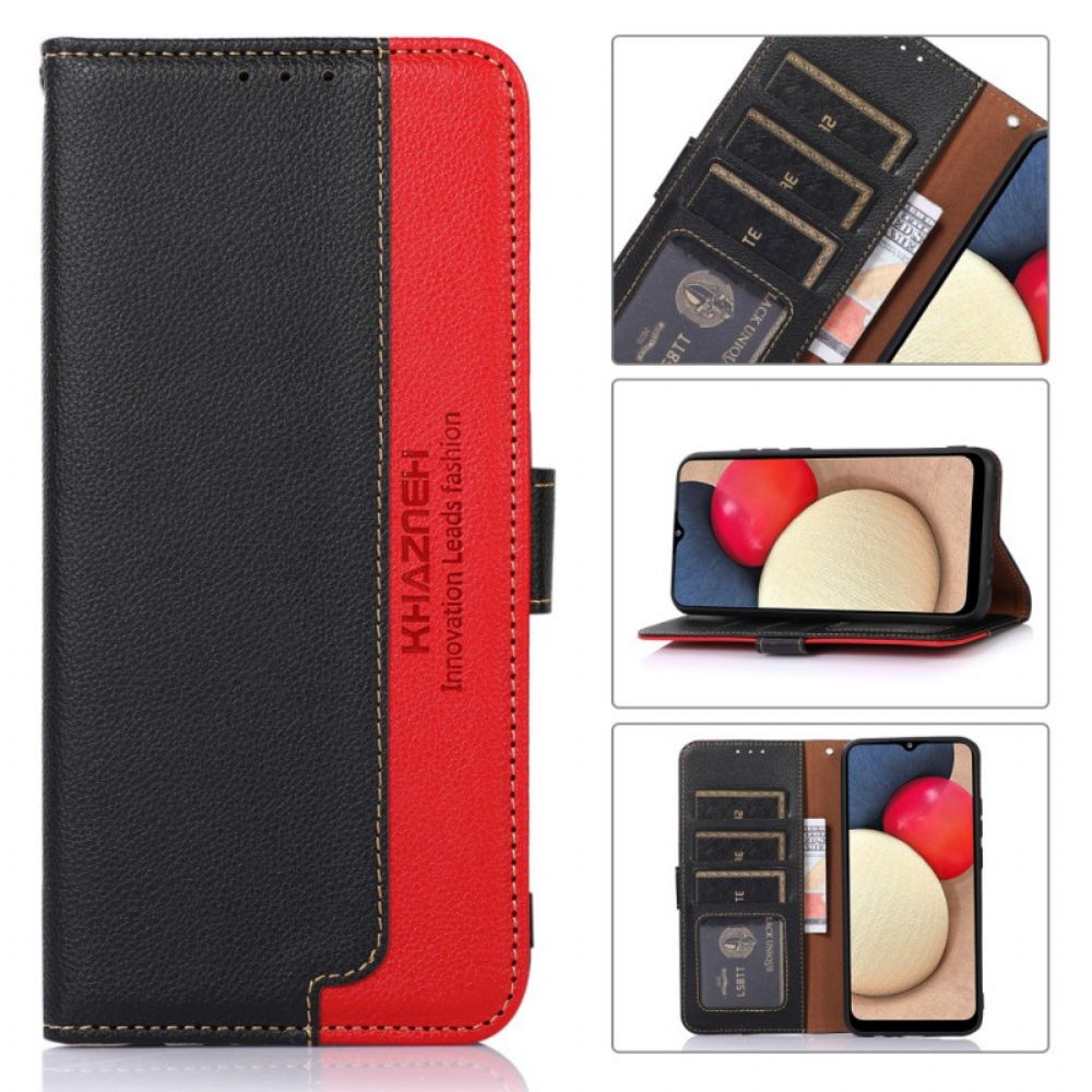 Flip Case voor Samsung Galaxy S22 Plus 5G Liche-stijl Rfid Khazneh