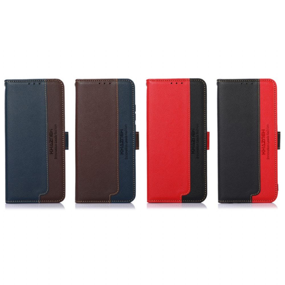 Flip Case voor Samsung Galaxy S22 Plus 5G Liche-stijl Rfid Khazneh