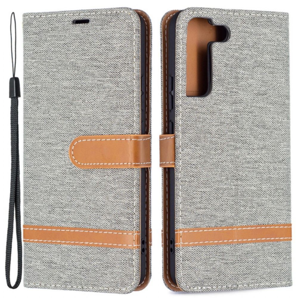 Flip Case voor Samsung Galaxy S22 Plus 5G Met Ketting Band Met Stof En Leereffect