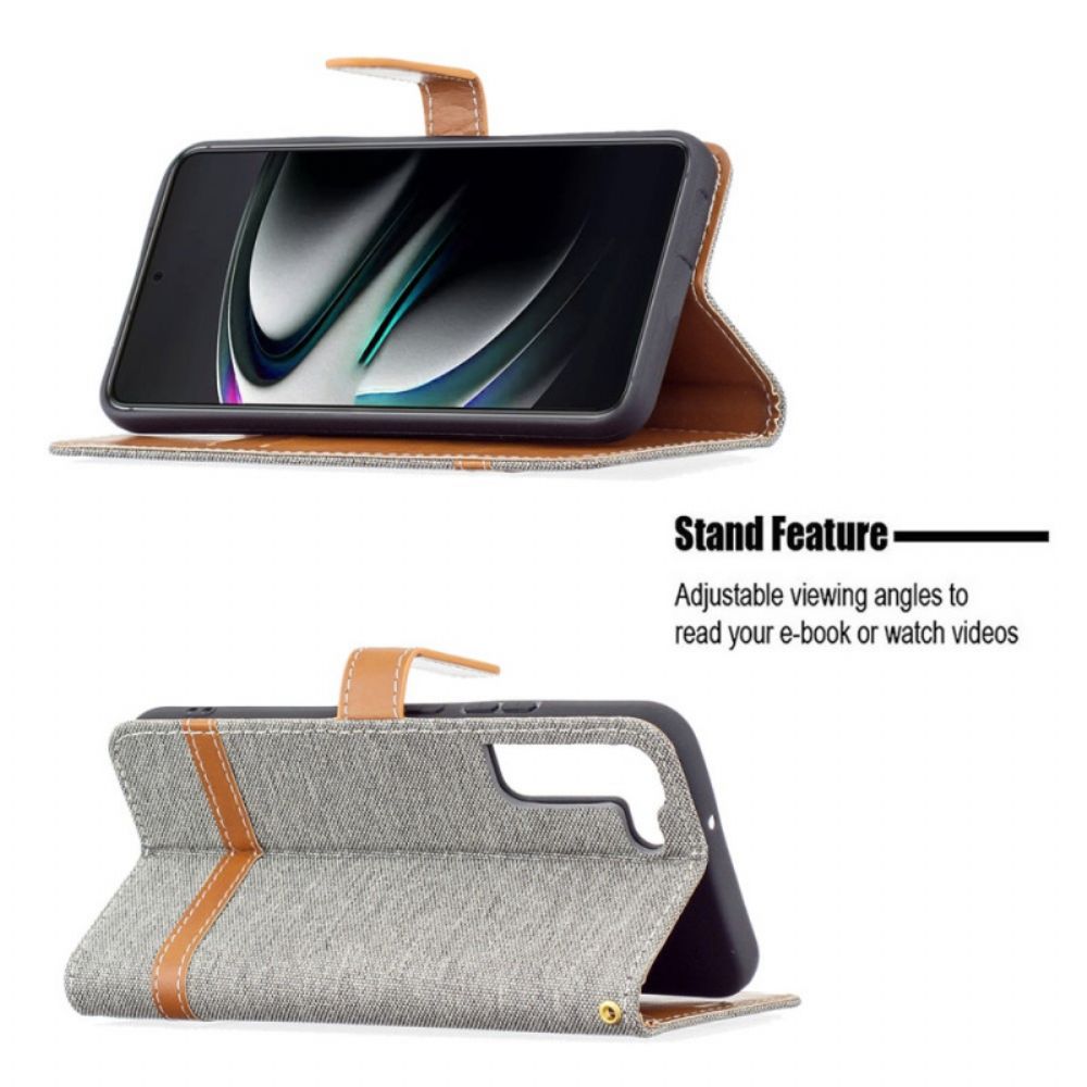 Flip Case voor Samsung Galaxy S22 Plus 5G Met Ketting Band Met Stof En Leereffect