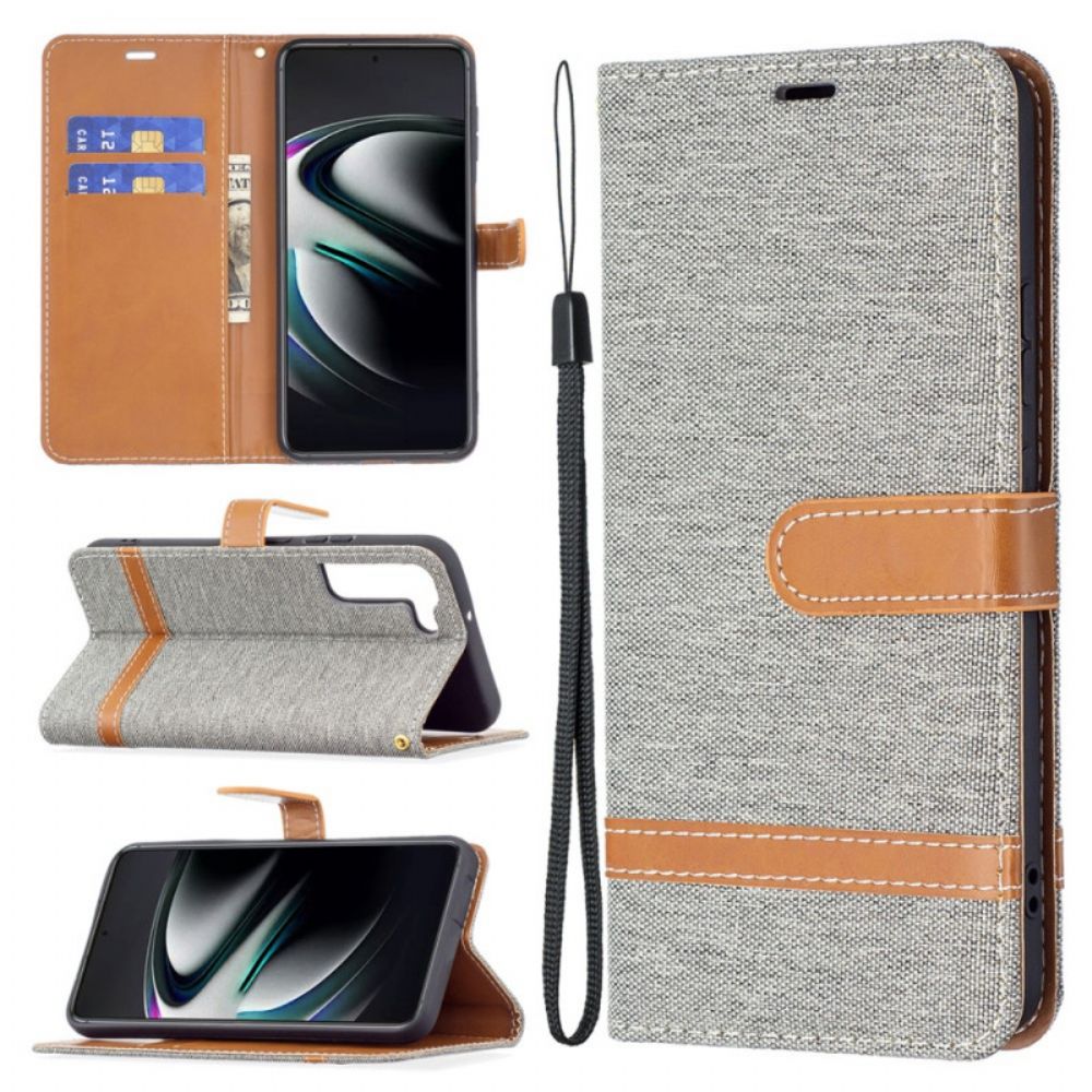 Flip Case voor Samsung Galaxy S22 Plus 5G Met Ketting Band Met Stof En Leereffect