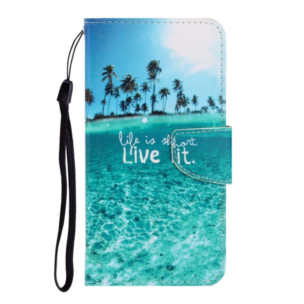 Flip Case voor Samsung Galaxy S22 Plus 5G Met Ketting Leef Het Bandje