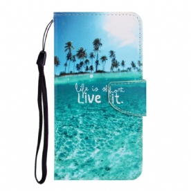 Flip Case voor Samsung Galaxy S22 Plus 5G Met Ketting Leef Het Bandje