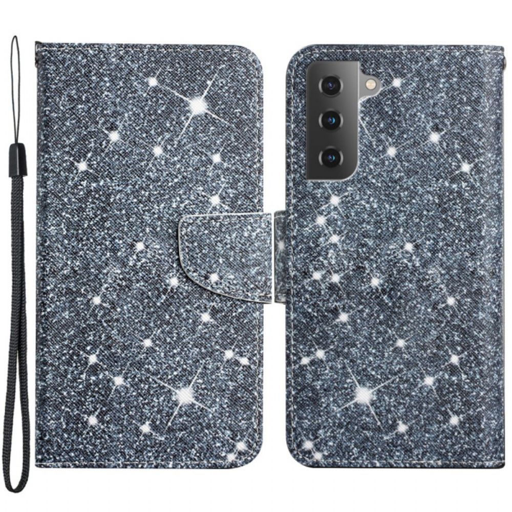 Flip Case voor Samsung Galaxy S22 Plus 5G Met Ketting Paillettenband