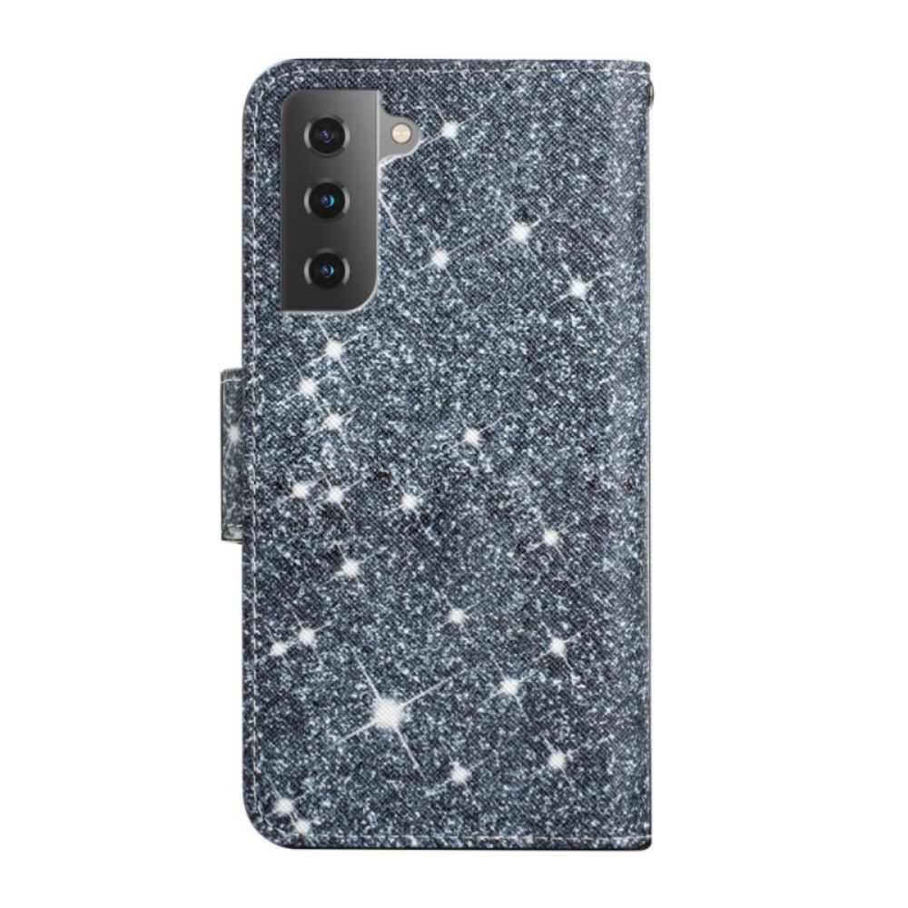 Flip Case voor Samsung Galaxy S22 Plus 5G Met Ketting Paillettenband