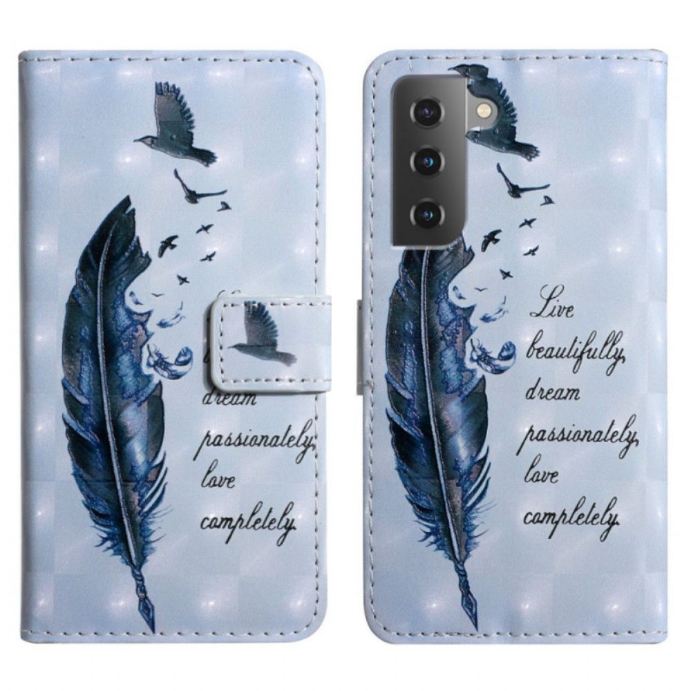 Flip Case voor Samsung Galaxy S22 Plus 5G Pluim Voordat Je Vliegt