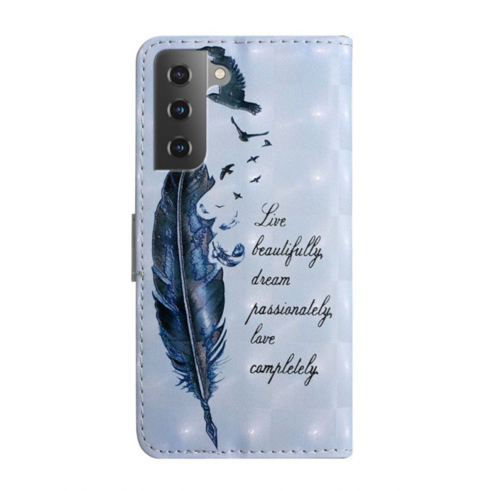 Flip Case voor Samsung Galaxy S22 Plus 5G Pluim Voordat Je Vliegt