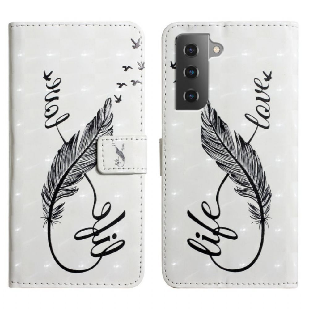 Flip Case voor Samsung Galaxy S22 Plus 5G Pluimleven En Liefde